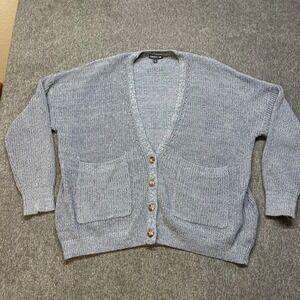 Toad&Co Bianca Cardigan Womens Large Recycled Denim Cotton Shaker Knit